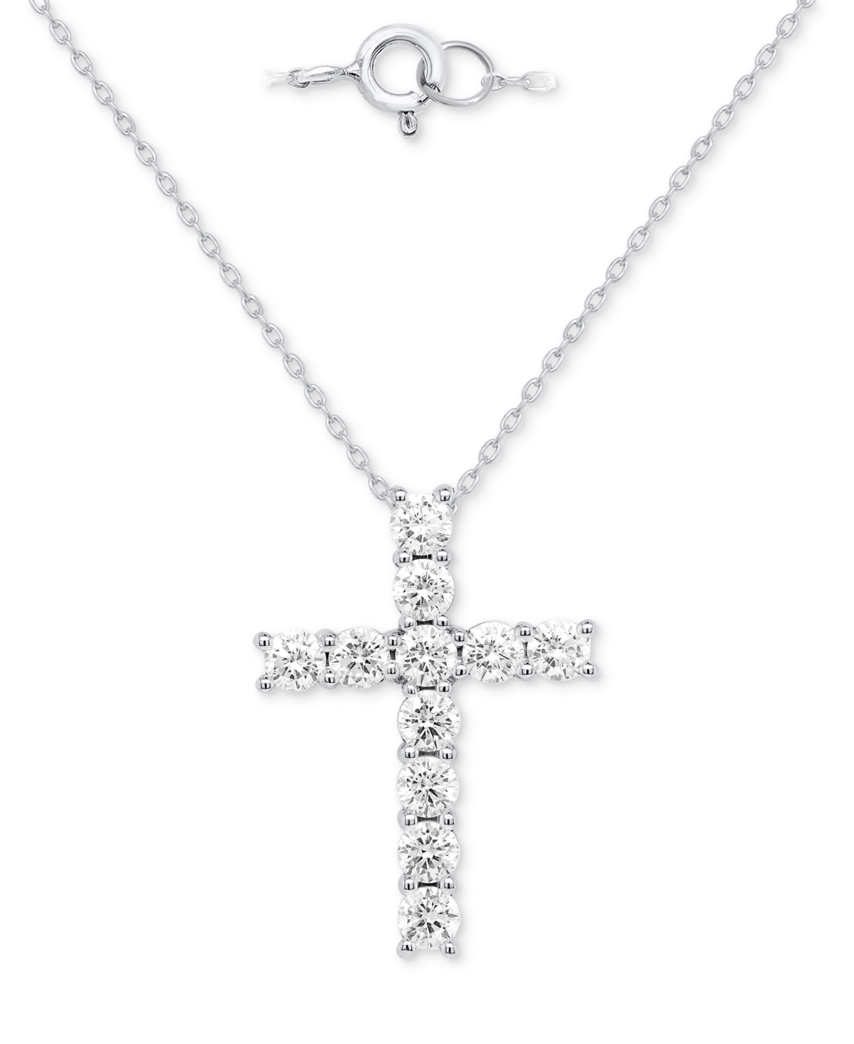 Lab Grown Diamond Cross 18" Pendant Necklace (2 ct. t.w.) in Sterling Silver or 14k Gold-Plated Sterling Silver - Gold-Plated S