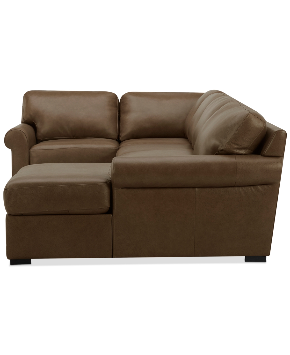 Macy's Radley Roll Arm 139" 4-pc. Leather Square Corner Chaise Sectional, Exclusively At