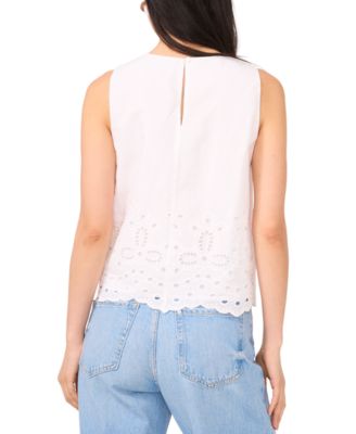 Women's Sleeveless Embroidered Hem Blouse