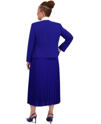 Plus Size Pleated Elastic Waist Skimmer Midi Skirt