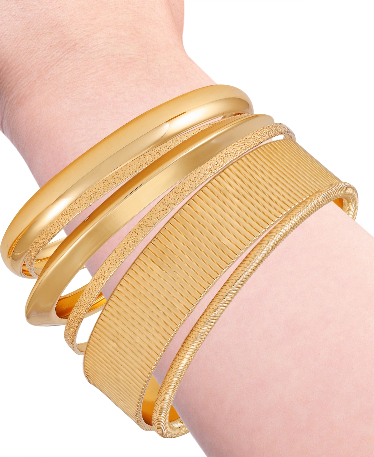 Guess 6-pc. Set Multi Size Polished Bangle Bracelets In Gold