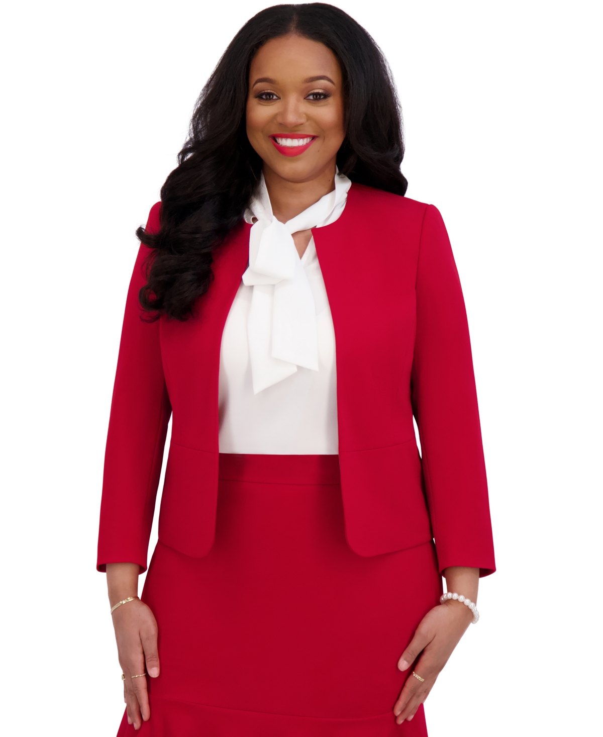 Kasper Women's Open-front Jacket, Regulaur & Plus Size In Crimson