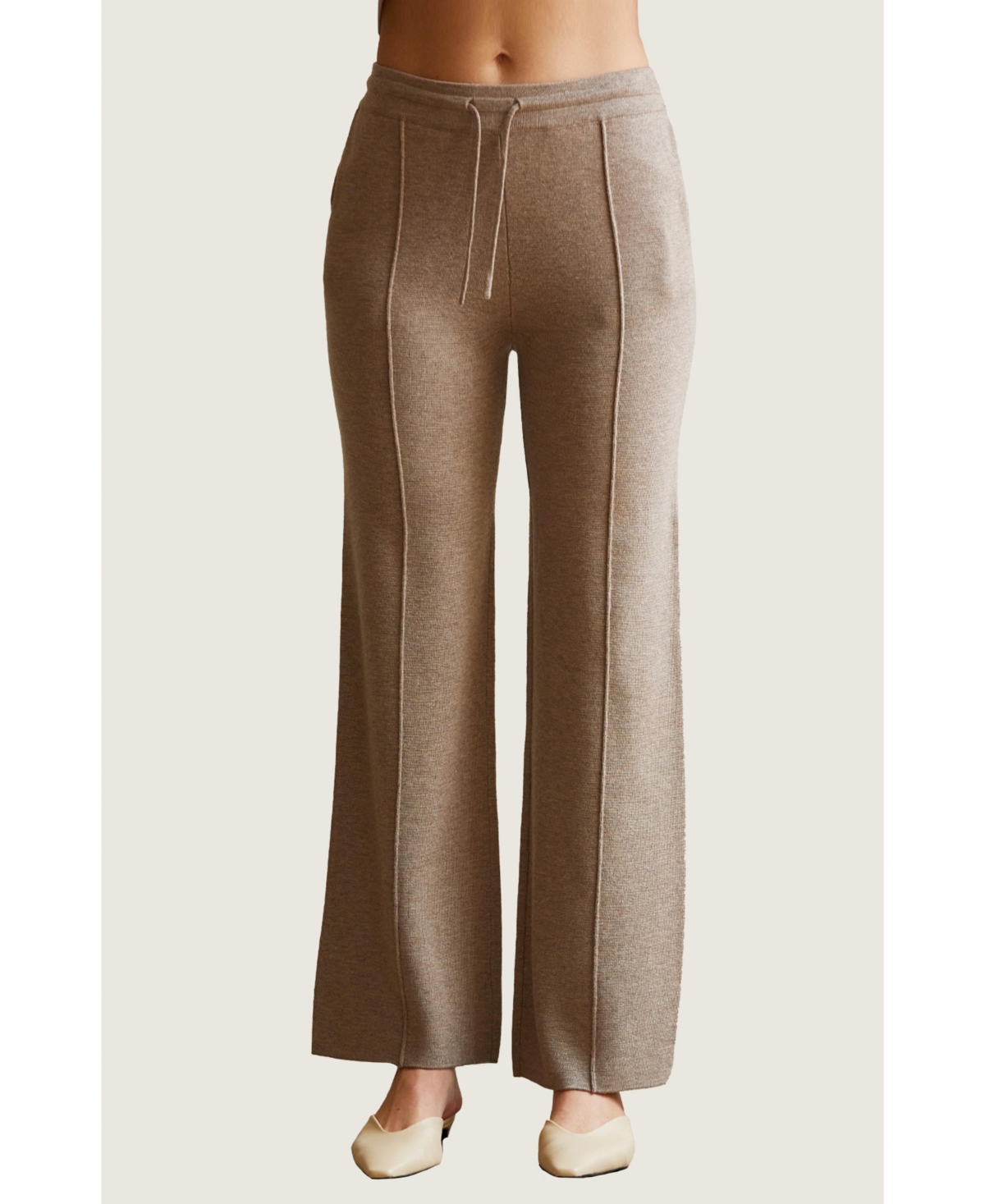 Women's Erina Lounge Sweater Knit Pants - Brown + taupe