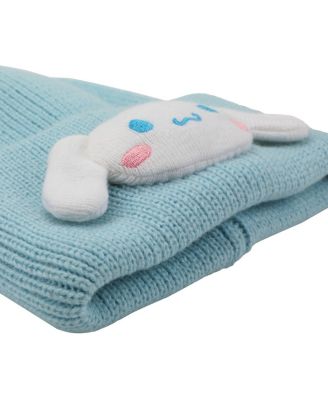 3D Plush Character Head Blue Tall Cuff Beanie