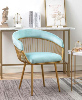 Mid Century Dining Chair, Velvet Upholstered Side Chair with Metal Legs for Makeup/Living Room (Set of 2)