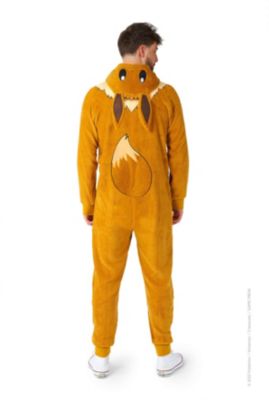 Men's Official Eevee Union Suit - Pokemon Body Suit for Adults - Brown