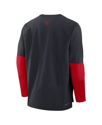 Men's Navy/Red Cleveland Guardians Authentic Collection Lightweight Player Tri-Blend Performance Pullover Sweatshirt