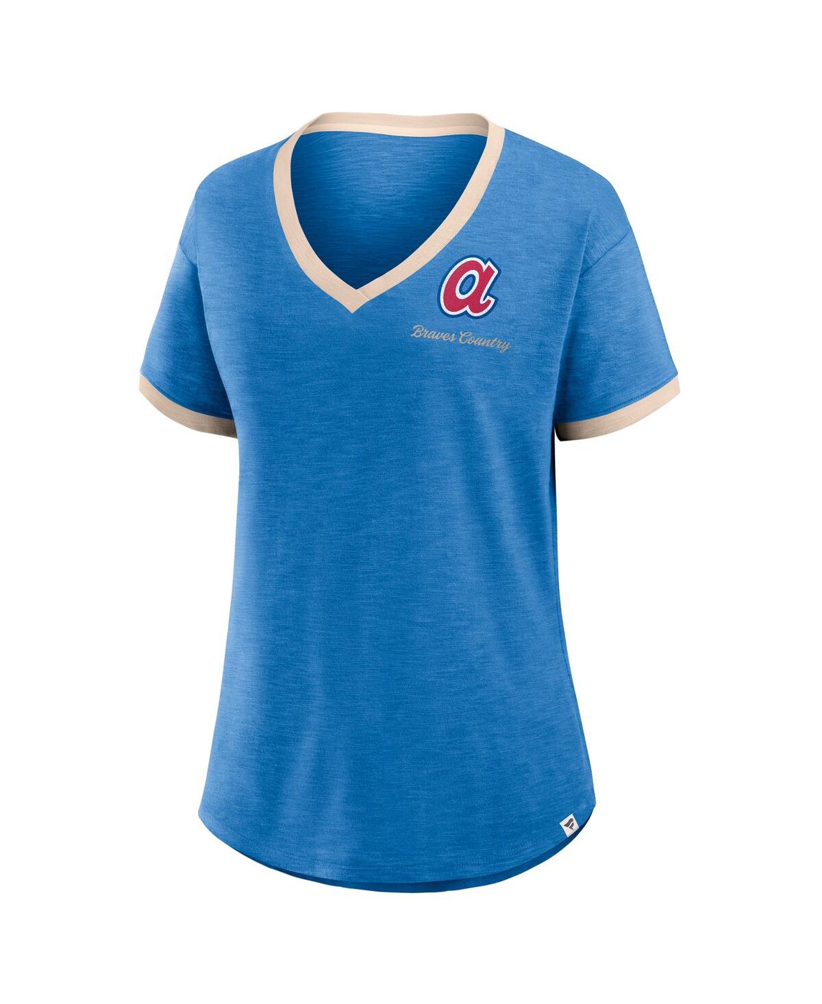 Fanatics Women's Royal Atlanta Braves Binge Worthy Stadium Slub V-neck T-shirt In Royal