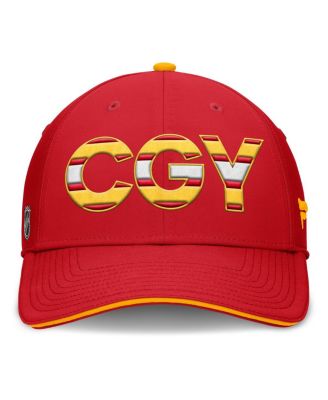 Men's Red/Gold Calgary Flames Authentic Pro Rink Team Code Flex Hat