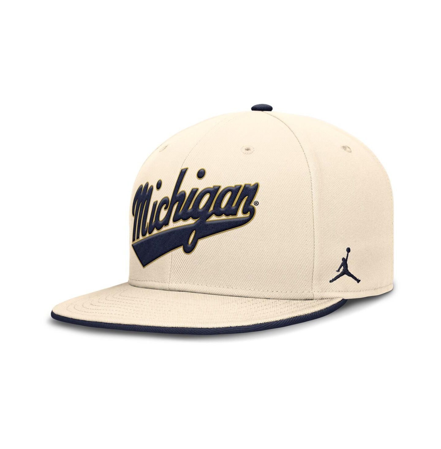 Мужская кепка Jordan Natural Michigan Wolverines Primetime True Performance Fitted Hat — фото 5