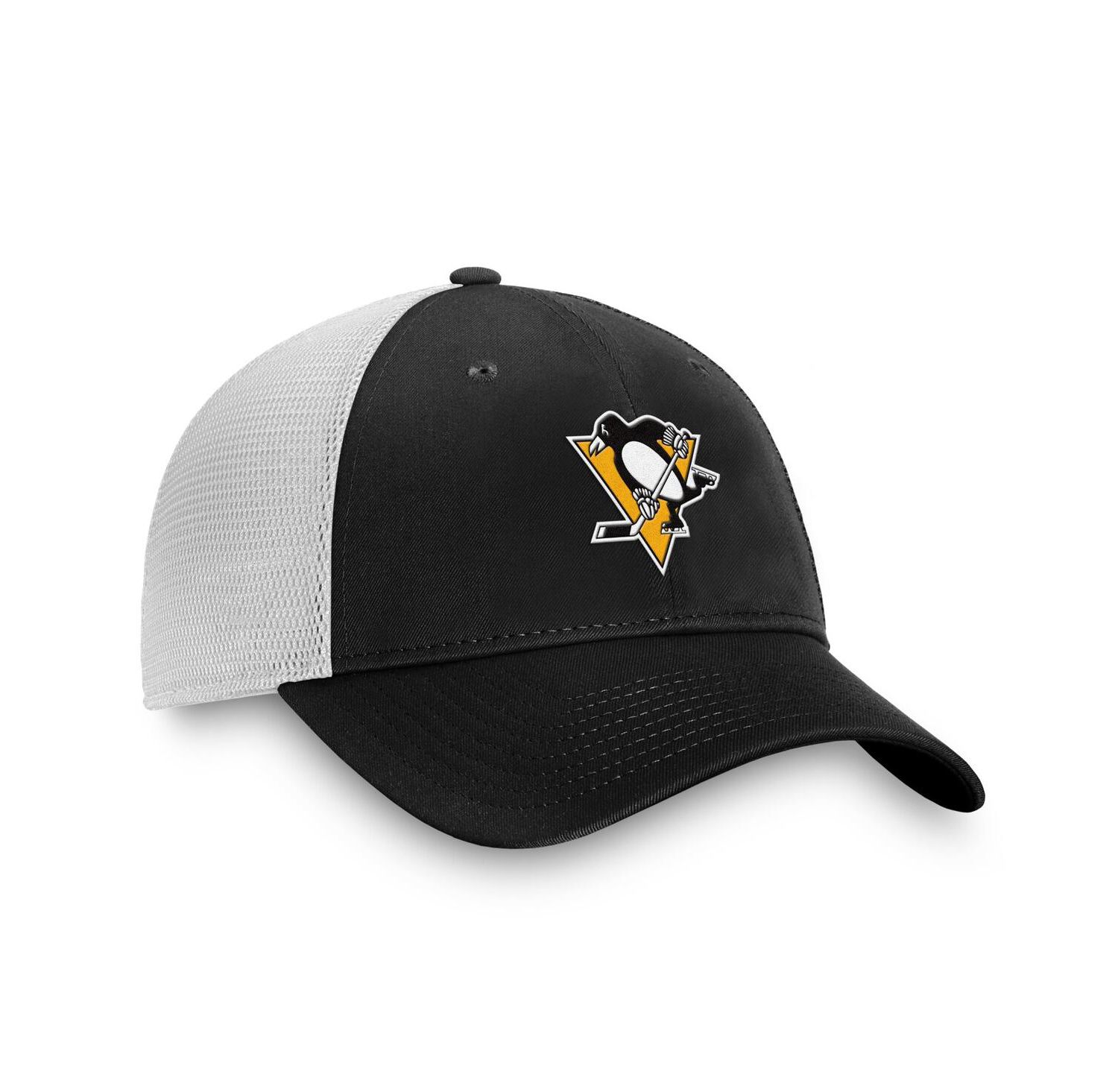 Men's Black/White Pittsburgh Penguins Core Primary Logo Trucker Adjustable Hat