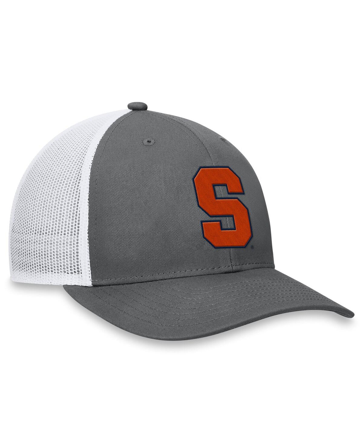 Top Of The World Men's Gray/white Syracuse Orange Victory Baseline Trucker Adjustable Hat In Gray,white