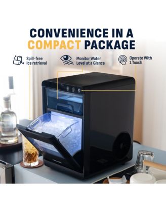 Nugget Ice Maker Countertop, 44 lbs in 24 hours Ice Machine Nugget, Self Cleaning Ice Maker in Black Stainless Steel, Perfect for Home Bar, Kitchen Countertop, RV, Home Office