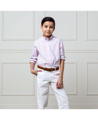 Little and Big Boys' Organic Stretch Poplin Long Sleeve Button Down Shirt