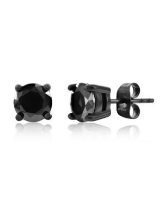 Stainless Steel, 7mm Round Black CZ Studs