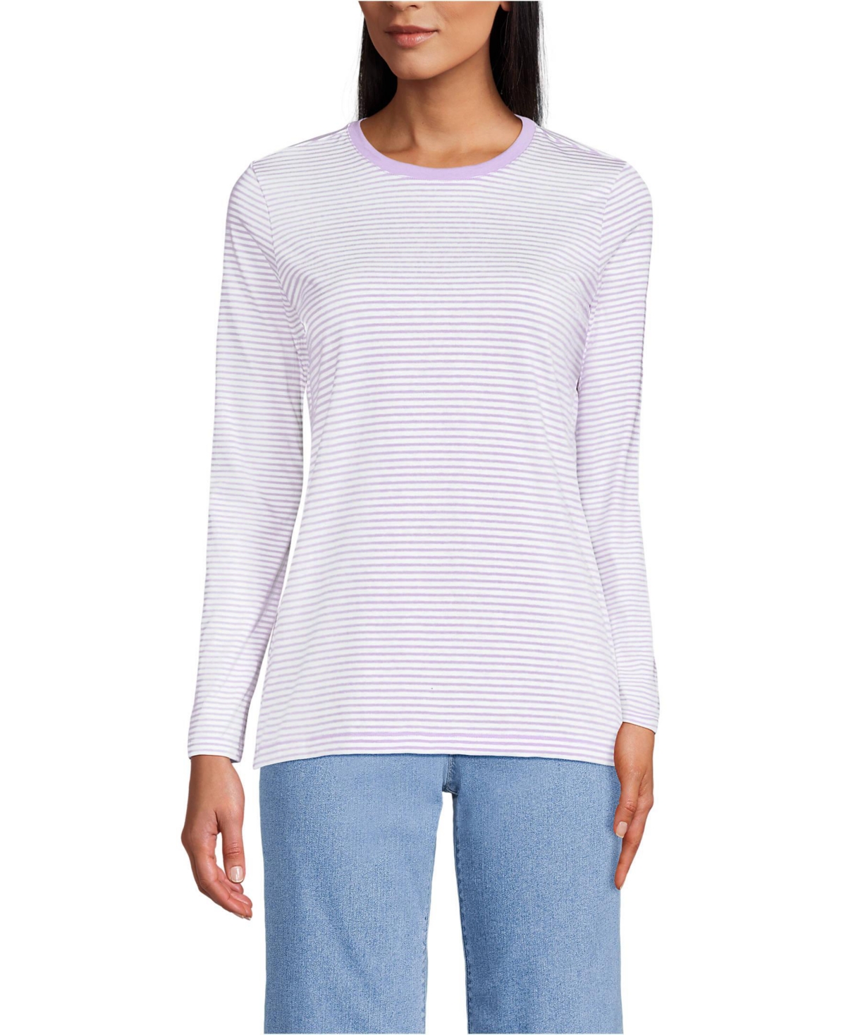 Women's Relaxed Supima Cotton Long Sleeve Crew Neck T-Shirt - Ivory