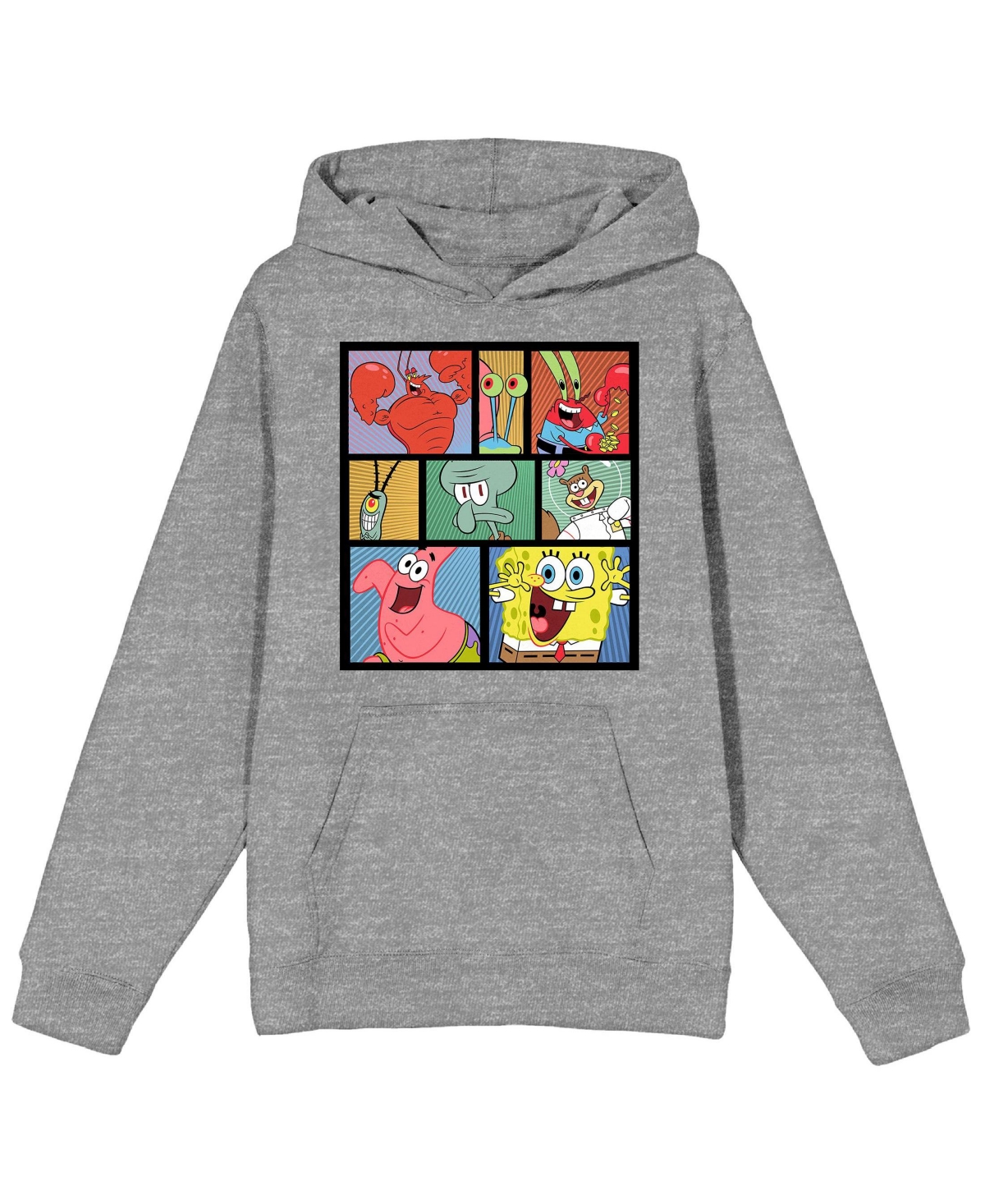 Men's Character Block Long Sleeve Athletic Heather Adult Hooded Sweatshirt - Gray