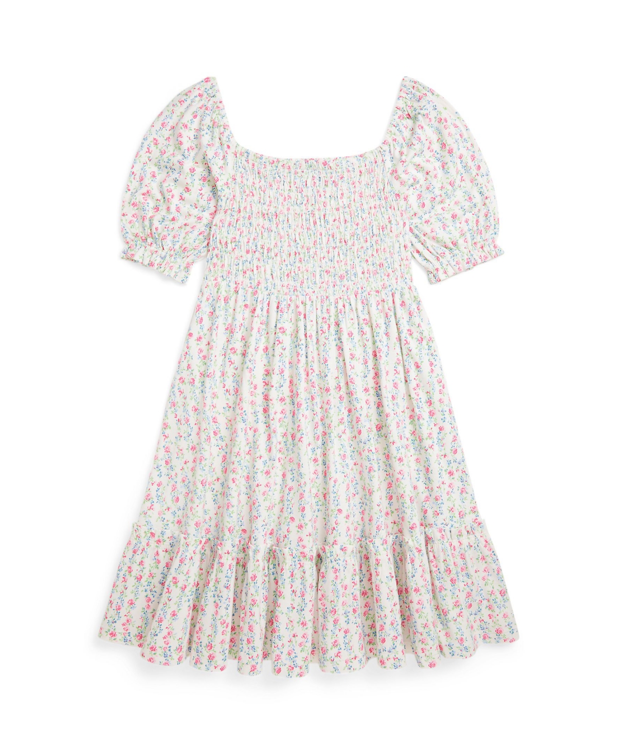 Polo Ralph Lauren Floral Smocked Cotton Jersey Dress In Meadow Floral