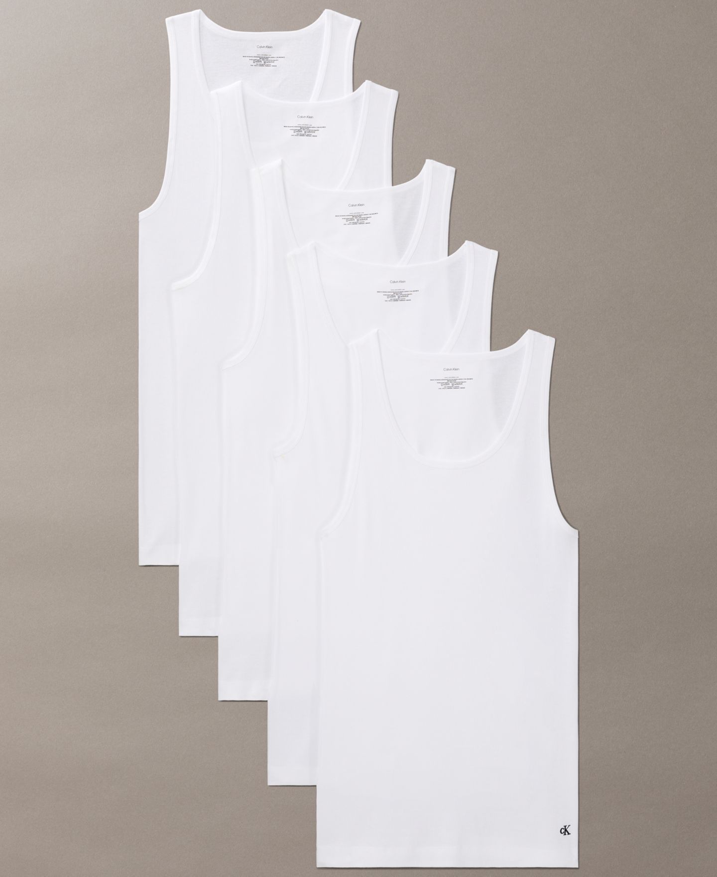 Мужские топы Calvin Klein 5-Pack Cotton Classics Tanks, цвет: Белый — фото 1
