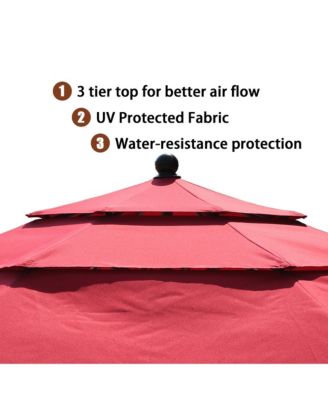 10 ft 3-Tier Outdoor Patio Market Umbrella with Double Air Vent and Push Button Tilt