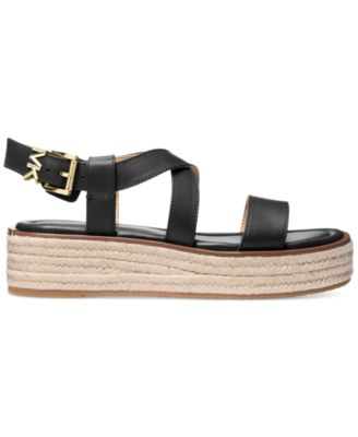 MICHAEL Lynn Leather Buckled Espadrille Sandals