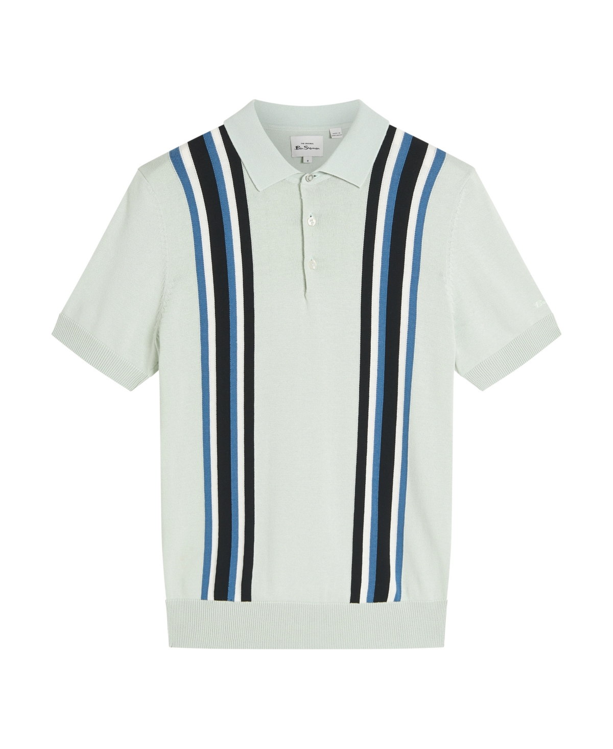 Ben Sherman Vertical Stripe Organic Cotton Polo Sweater In Green