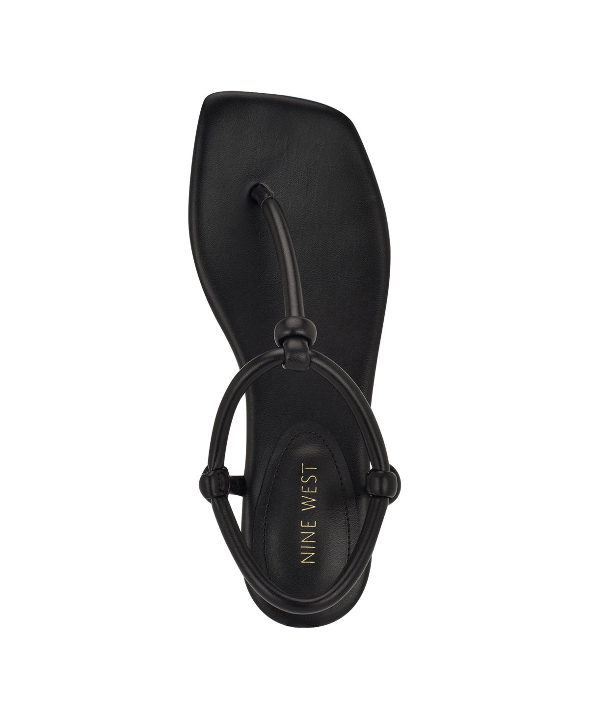 Shop Nine West Women's Nortny Knotted T-strap Flat Sandals In Black