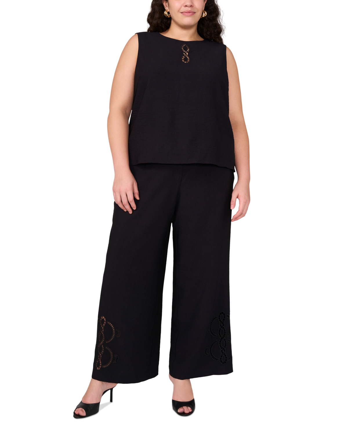 Shop Vince Camuto Plus Size High-rise Wide-leg Pants In Rich Black