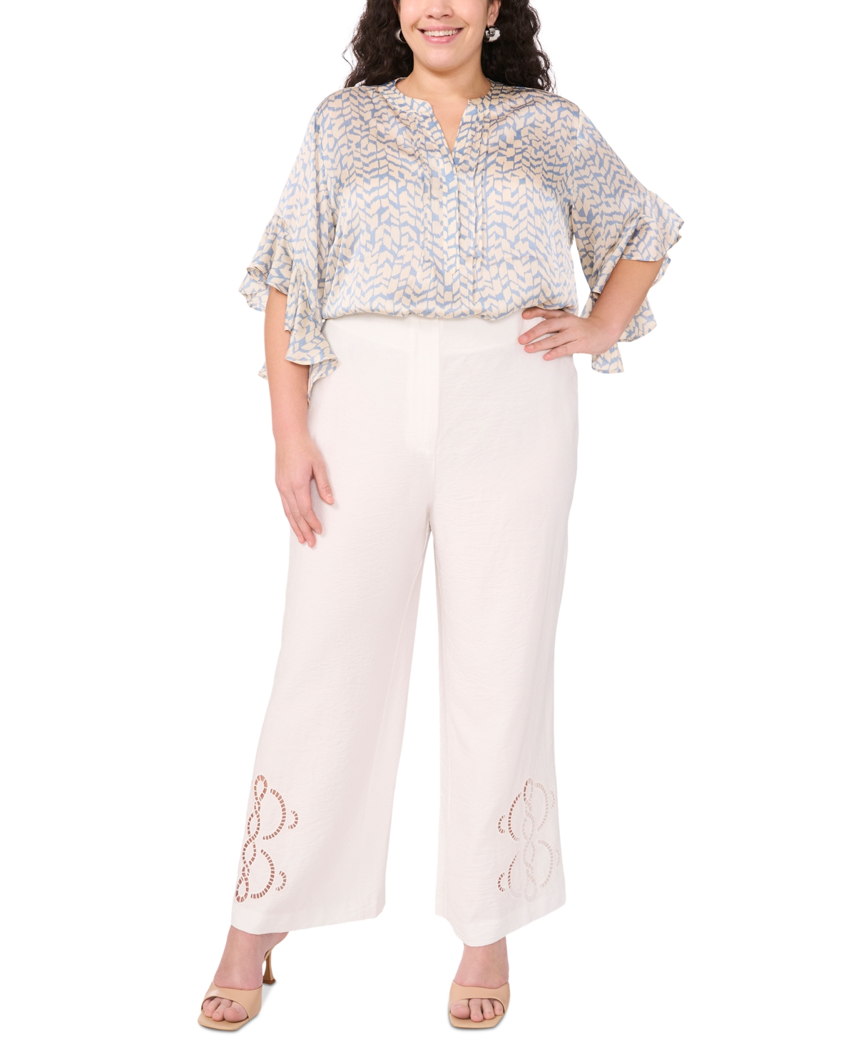 Shop Vince Camuto Plus Size High-rise Wide-leg Pants In Ultra White
