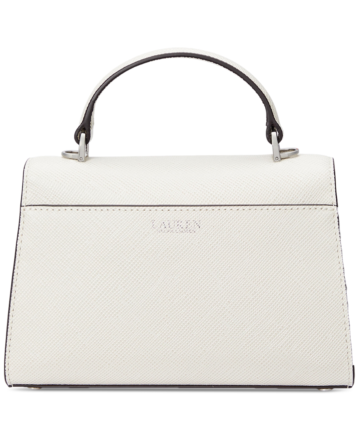 Ralph Lauren Farrah Crosshatch Leather Satchel In Soft White