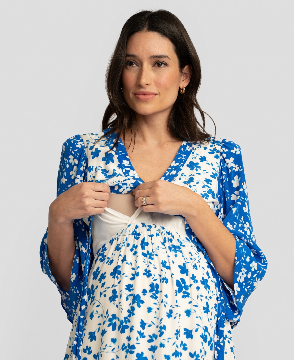 Shop Seraphine Women's Maternity Flounce Sleeve Dress In Floral Print