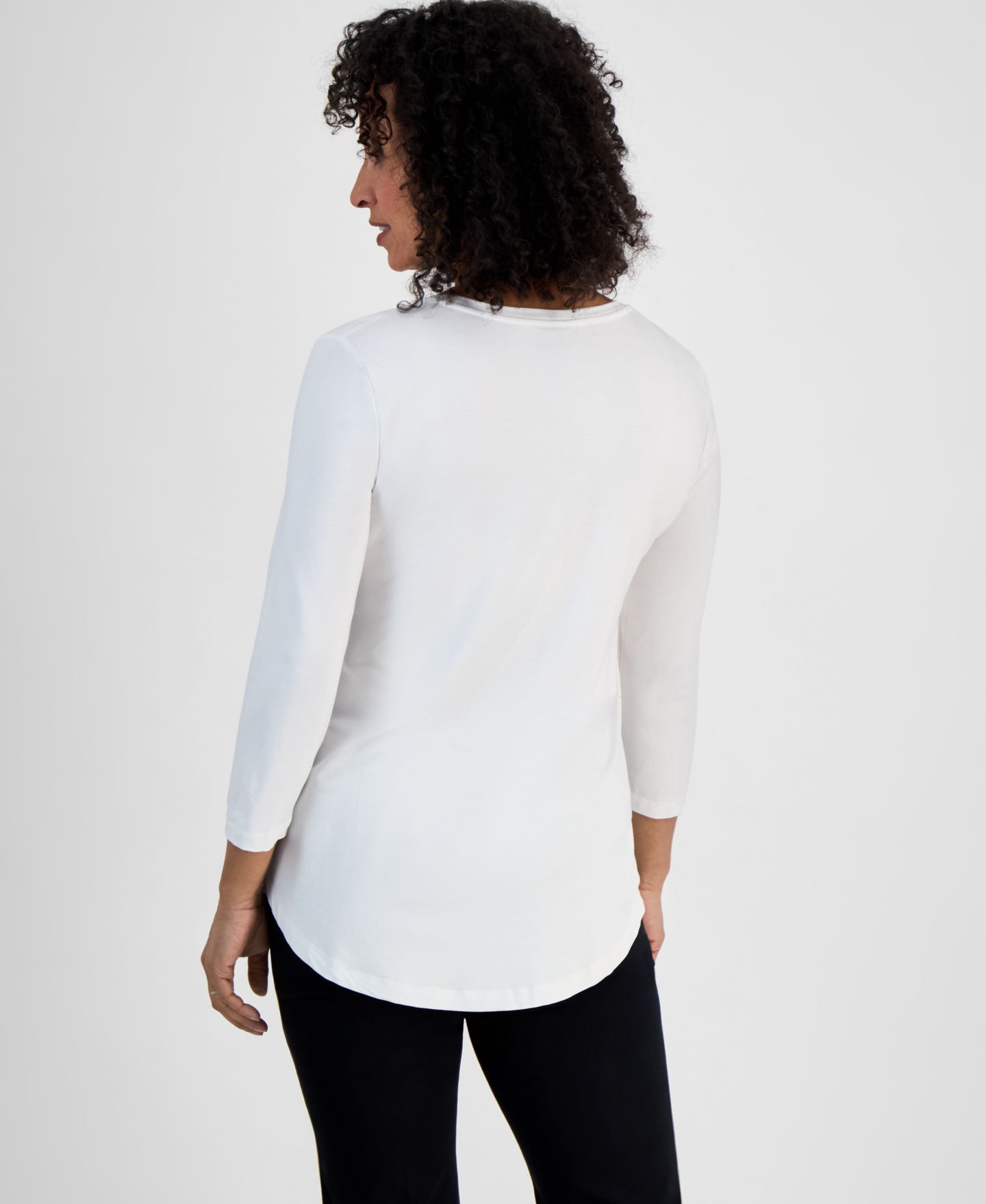 Женский топ JM Collection 3/4-Sleeve Scoop Neck, цвет: Яркий белый — фото 4