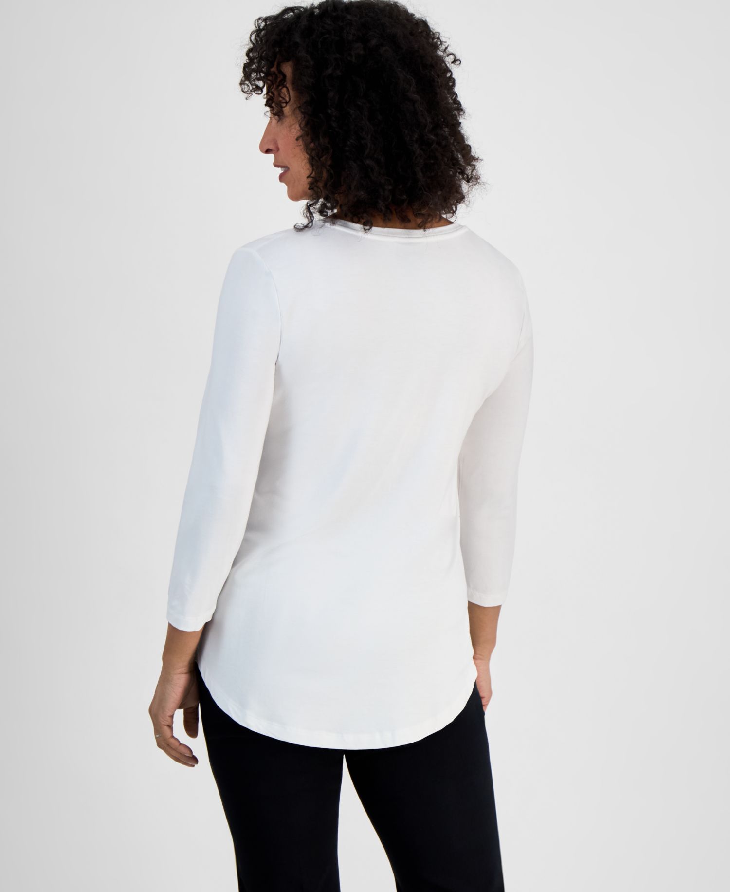 Petite 3/4-Sleeve Scoop Neck Top