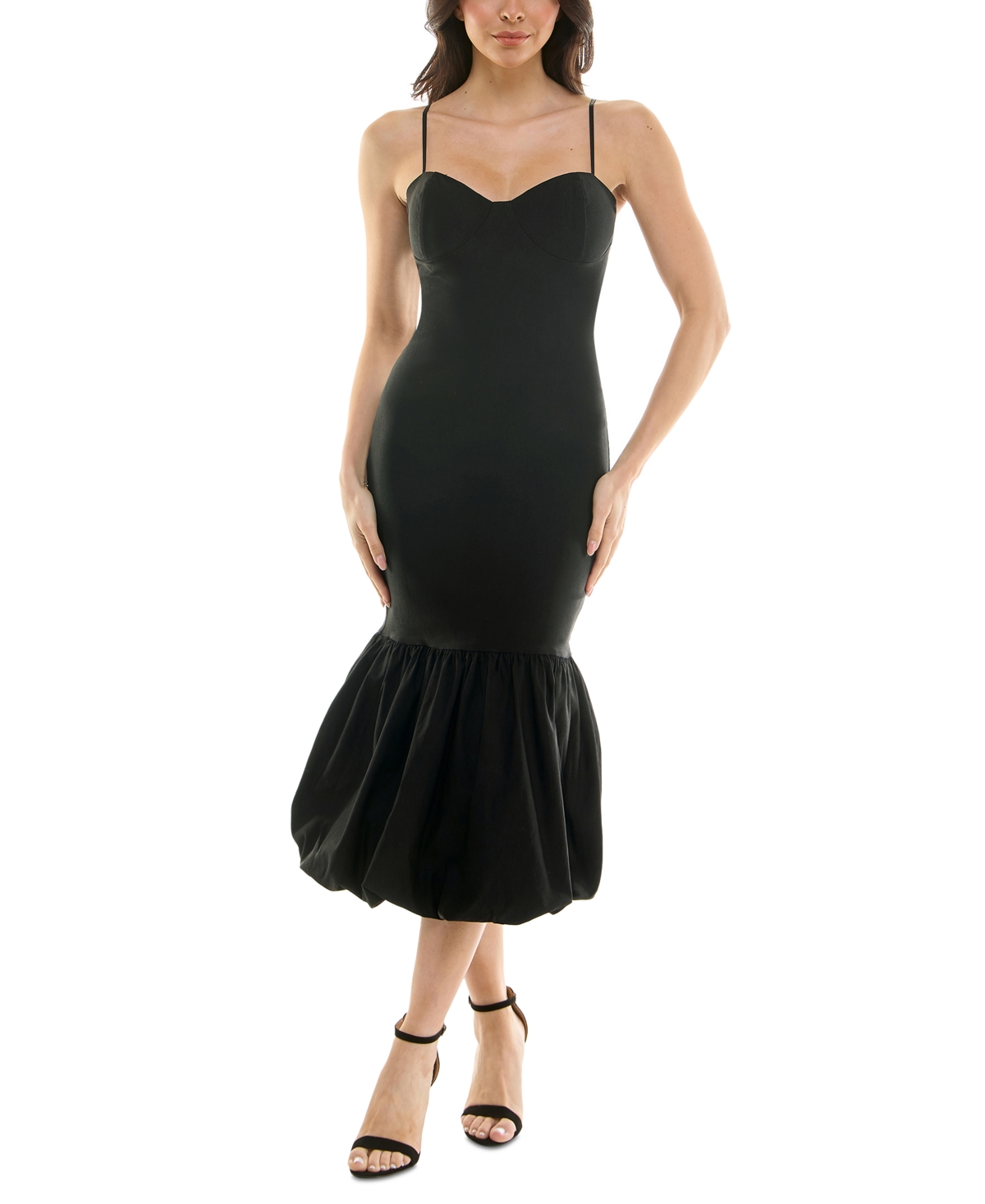 KATIA RAE WOMEN'S FITTED BUBBLE-HEM MIDI DRESS 