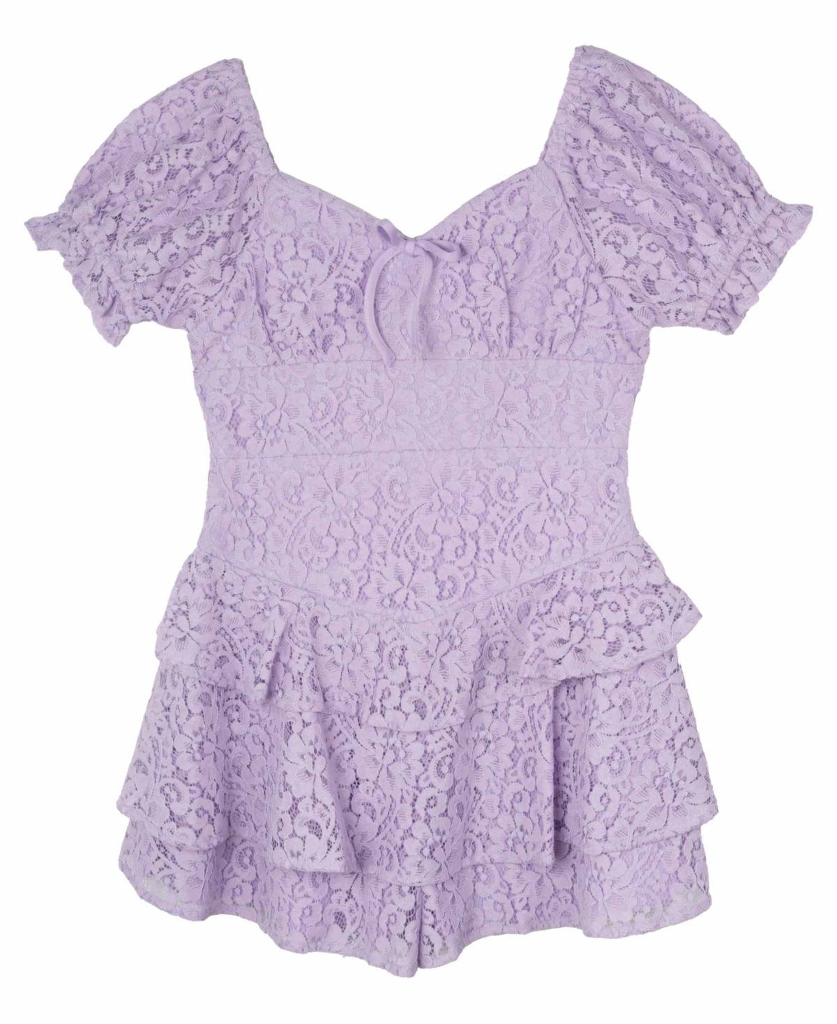 Shop Rare Editions Big Girls Lace Dressy Romper In Lilac