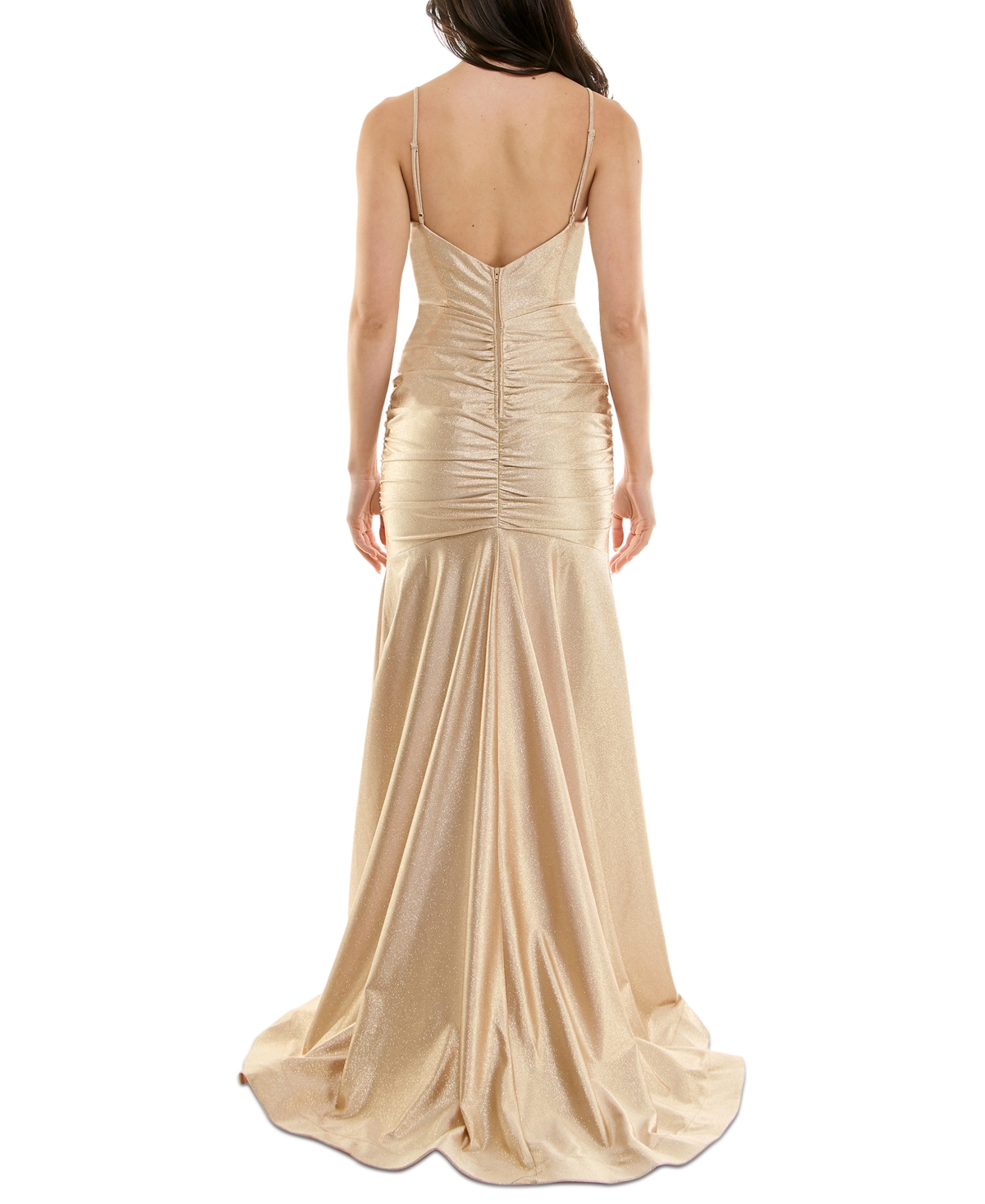 KATIA RAE JUNIORS' SLEEVELESS GLITTER-KNIT GOWN 