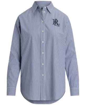 売れ筋商品|||ラルフローレン カットソー トップス レディース Women's Striped Long-Sleeve Shirt Blue/White Lauren Ralph Lauren Women's Striped Long-Sleeve Shirt - Macy's
