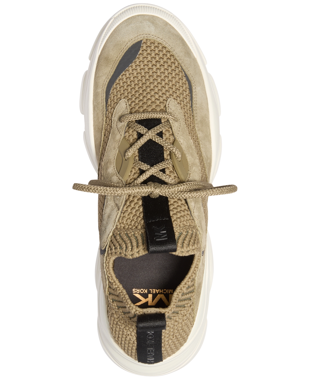 Michael Kors Atlas Stretch Knit Trainer In Safari Green