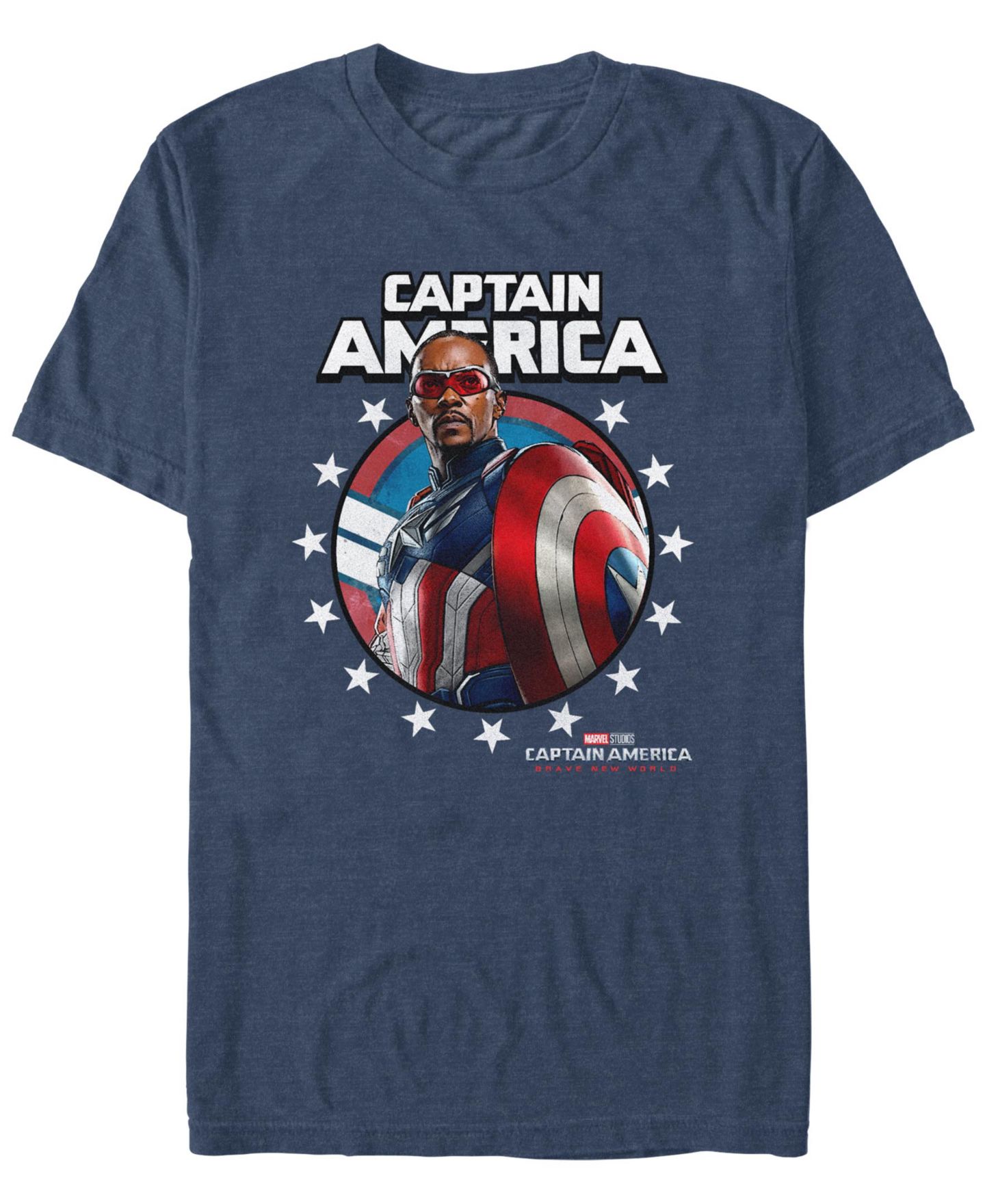 Мужская футболка Marvel Captain Crown Short Sleeve, цвет: Тёмно-синий меланжевый — фото 1