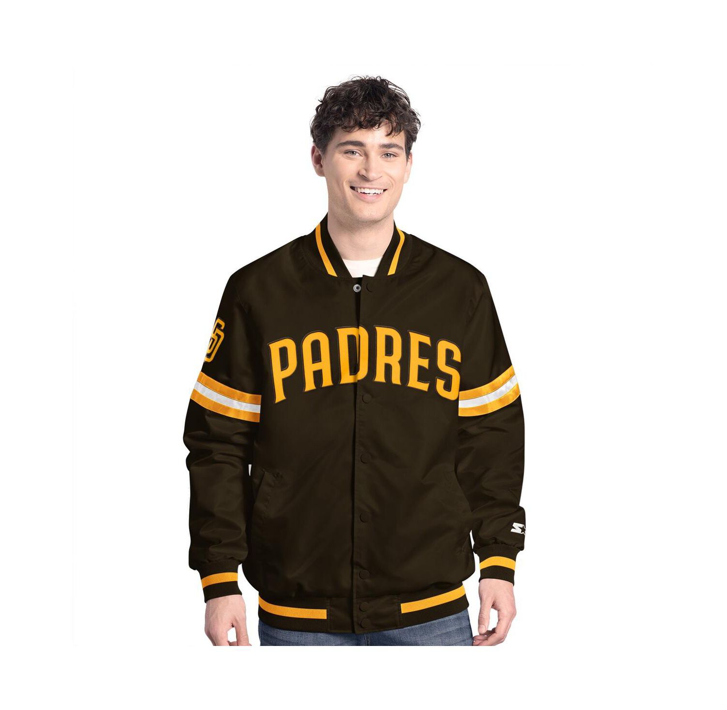 Men's Brown San Diego Padres Scout Full-Snap Varsity Jacket