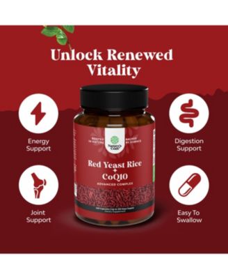 Red Yeast Rice + CoQ10 Advanced Complex Capsule, Support Skin, Heart, Lung & Brain Health, 240ct