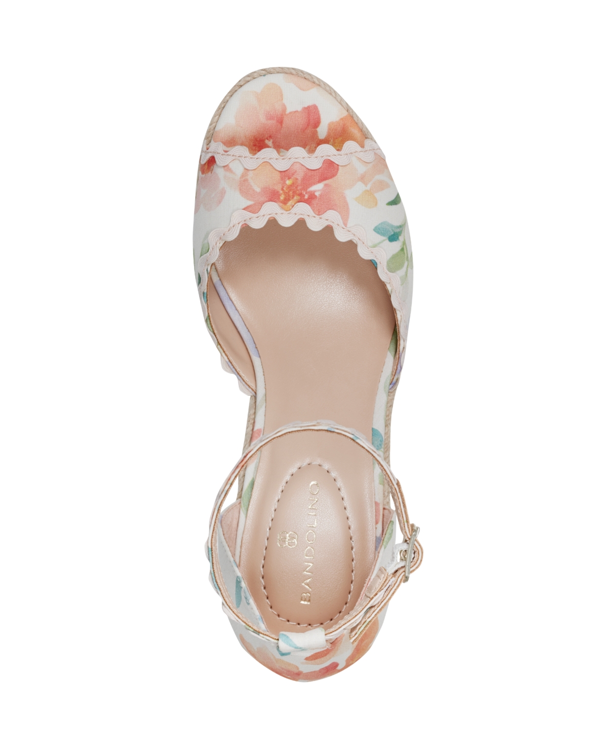 Shop Bandolino Women's Kendri Espadrille Wedge Sandals In Peach,ivory Floral