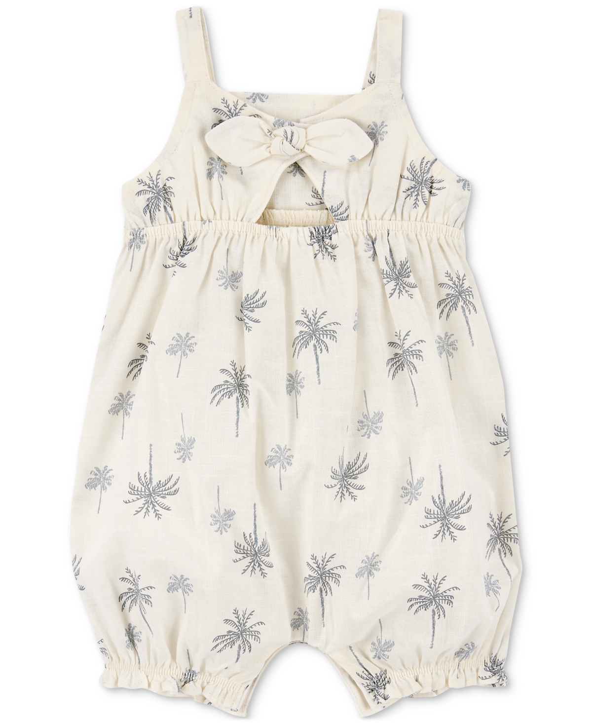 Carter's Baby Girls Cotton Palm Tree-print Tank Romper In Ivory