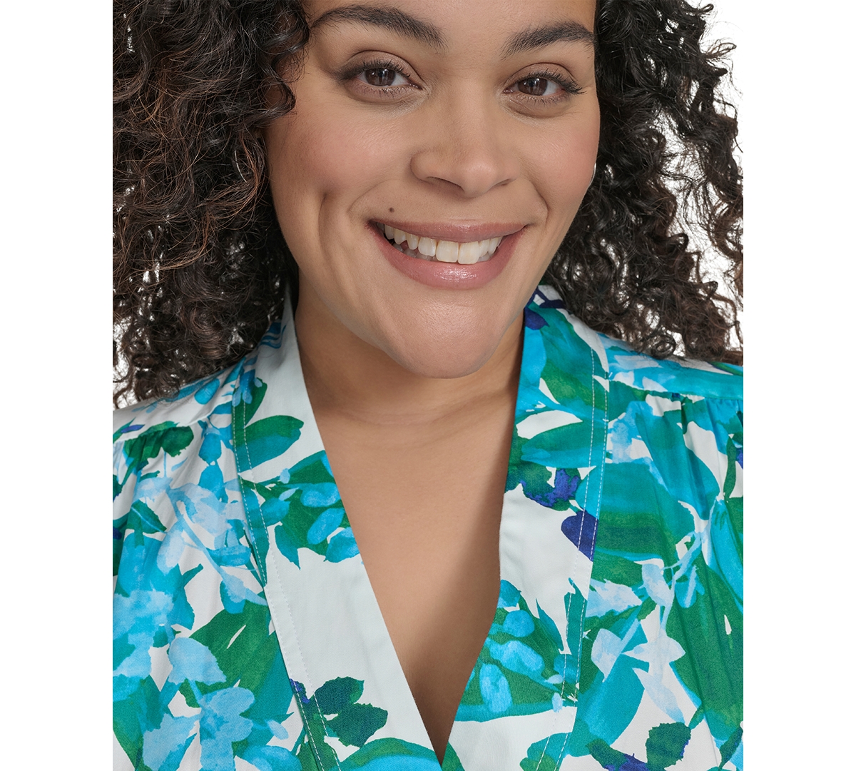 CALVIN KLEIN PLUS SIZE FLORAL-PRINT BELTED MIDI DRESS 