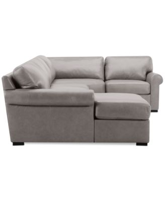 Radley Roll Arm 152" 4-Pc. Leather Wedge Corner Chaise Sectional