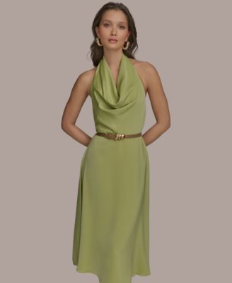 slim fit dress slacks Linen Blend Square Neck Midi Halter Dress main image 1