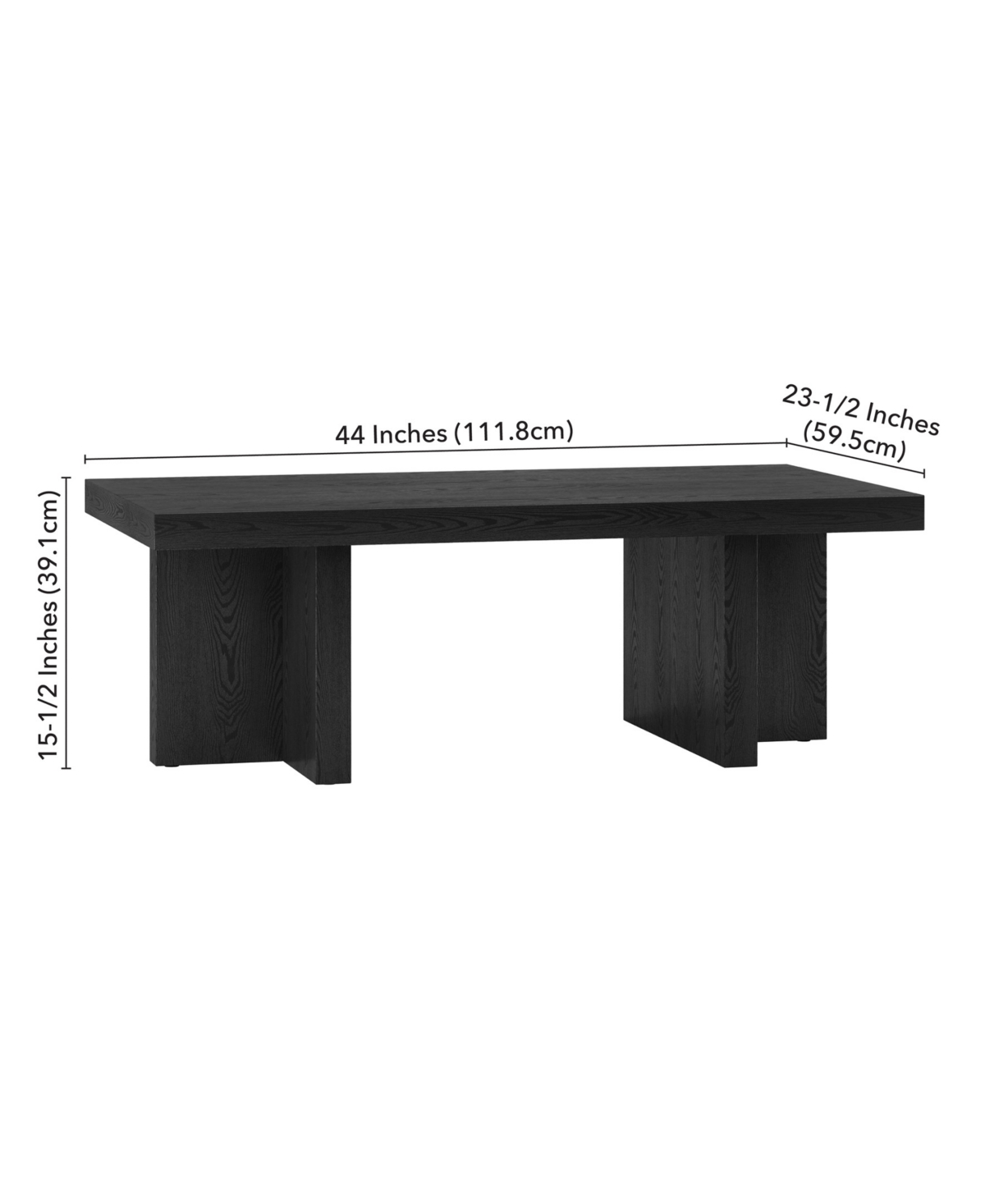 Hudson & Canal 44" Dimitra Wide Rectangular Coffee Table In Black Grain