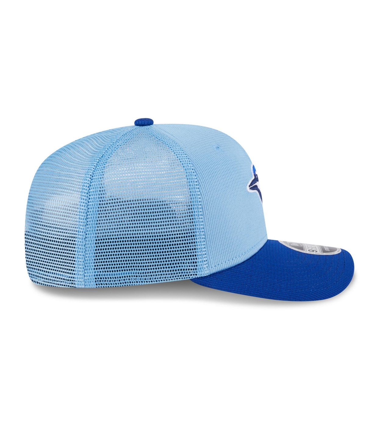 NEW ERA MEN'S POWDER BLUE/ROYAL TORONTO BLUE JAYS 2025 BATTING PRACTICE 9SEVENTY STRETCH-SNAP TRUCKER HAT 