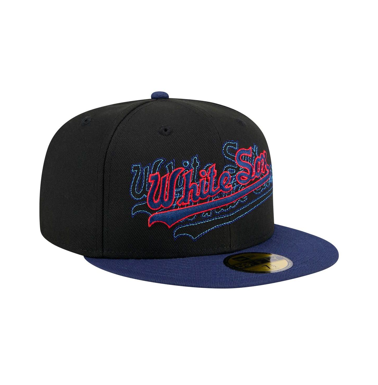 Мужская кепка New Era Black Chicago White Sox Shadow Stitch 59FIFTY Fitted Hat — фото 4
