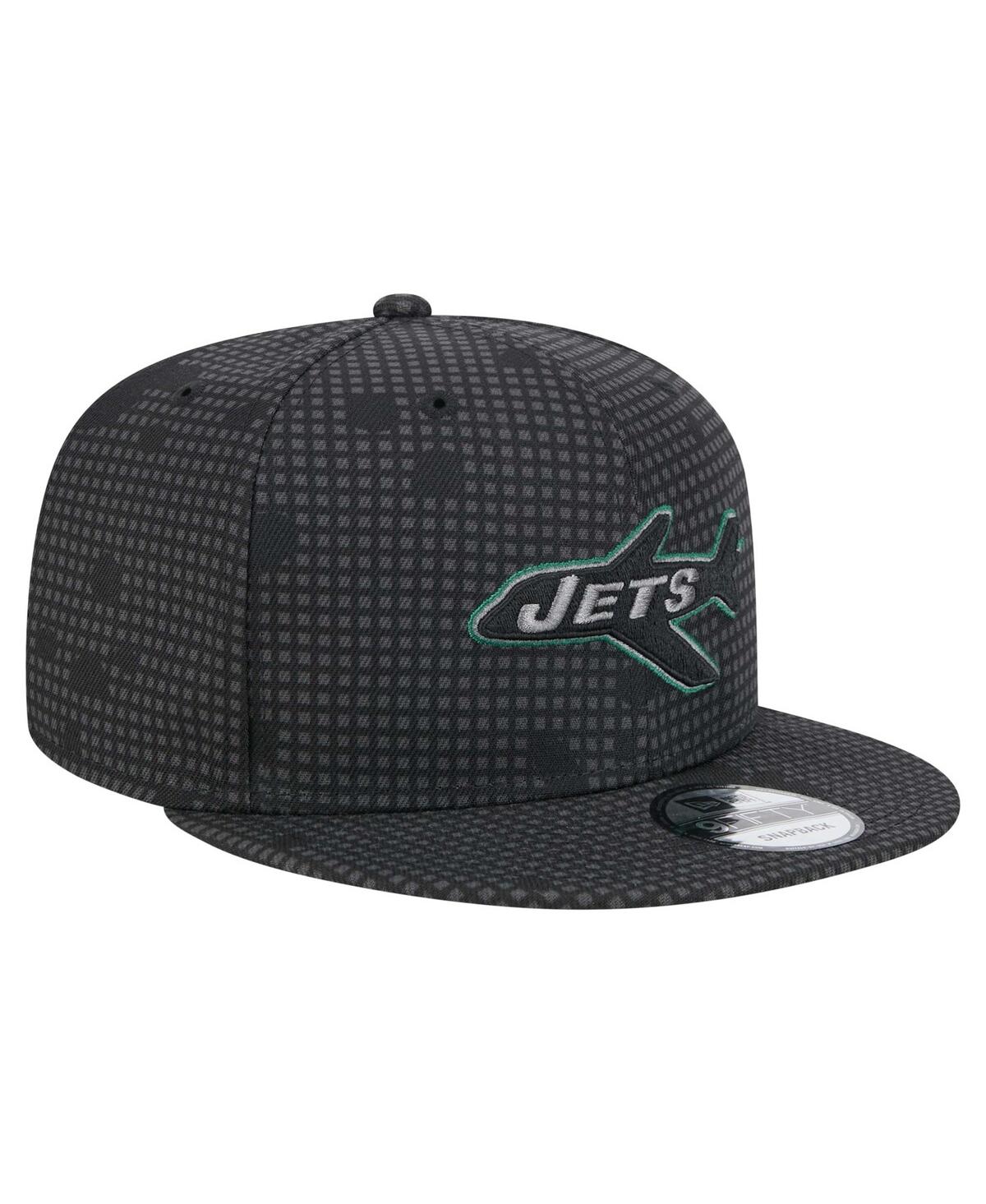 New Era Men's Black New York Jets Midnight Ink Pop Outline 9fifty Snapback Hat In Black